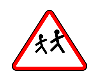 Red-bordered triangle showing two people