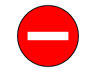 Red circle with a white horizontal bar
