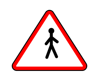 Red-bordered triangle with a black walking figure
